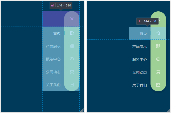 ul 和 li 元素，它們是導(dǎo)航菜單的容器和項目列舉