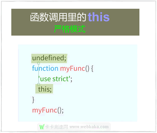 嚴格模式下，函數(shù)調(diào)用中的this是undefined 