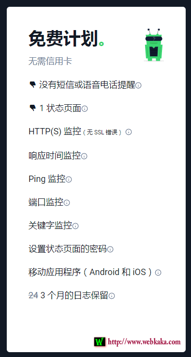 UptimeRobot的免費(fèi)計劃